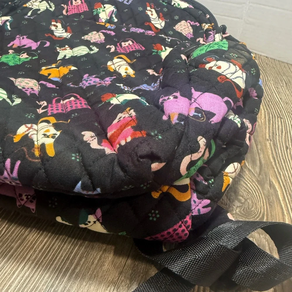 Vera Bradley Large Backpack In Cotton Herding Cats Black Fit Laptop 17